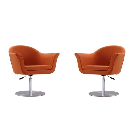 Manhattan Comfort Voyager Swivel Adjustable Accent Chair in Orange and Brushed Metal, PK2 2-AC051-OR